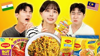 Koreans Try Indian amp Malaysian Maggi For The First Time  KATCHUP [upl. by Anib264]