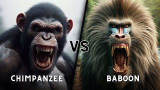 CHIMPANZEE VS BABOON  Who will win the fight [upl. by Boyce]