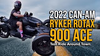 2022 CanAm Ryker Rotax 900 Ace test ride around town [upl. by Anomahs889]