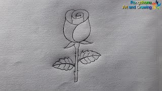 Golap Akanor Koushol  Rose Flower Drawing Techniques [upl. by Nema56]