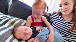 Adley meets Baby Brother so adorable [upl. by Fredra]