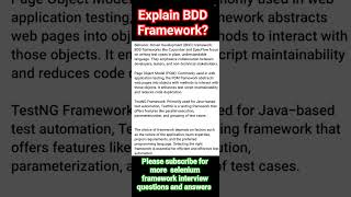 BDD Framework  BDD cucumber selenium interview framework shorts sdet qa [upl. by Ahsiri329]