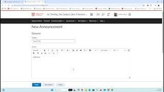 Creating a new announcement in Brightspace [upl. by Eiznyl]