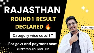 Rajasthan state Round 1 cutoff  category wise cutoff   Dr Counsellor Neet [upl. by Maccarone]