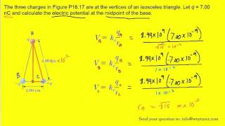 The three charges in Figure P1617 are at the vertices of an isosceles triangle Let q  700 nC and [upl. by Barayon213]