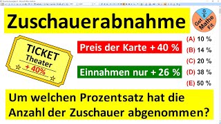 Um welchen Prozentsatz hat die Anzahl der Zuschauer abgenommen  Känguru der Mathematik 1999 Kadett [upl. by Arukas201]