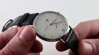 PreOwned Nomos Glashutte Metro Datum Gangreserve 1101 Luxury Watch Review [upl. by Myrah376]