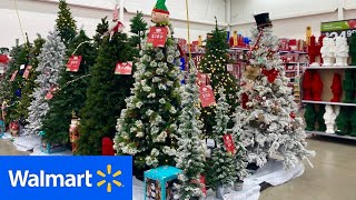 WALMART CHRISTMAS TREES CHRISTMAS DECORATIONS ORNAMENTS SHOP WITH ME SHOPPING STORE WALK THROUGH [upl. by Qifar]