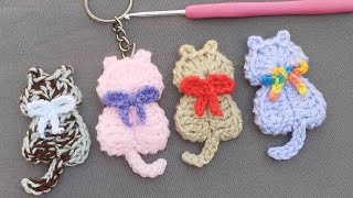 easy Crochet Cat  cat crochet keychain [upl. by Arlee744]