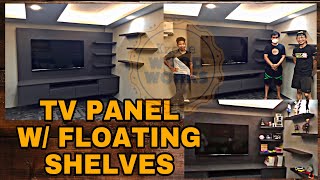 PAANO GUMAWA NG TV PANEL WITH FLOATING SHELVESHOW TO BUILD TV PANEL WITH FLOATING SHELVES [upl. by Agan]