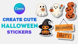 How to make cute Halloween stickers on Canva to sell  easy tutorial by DLC Ventures India [upl. by Alehc]