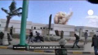 Libyan Warplanes strike rebels at Ras Lanuf [upl. by Travus]