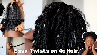 Beginner Friendly Protective Hairstyle Step by step How to Braid Short 4c Hair TwistsLow Porosity [upl. by Kesley]