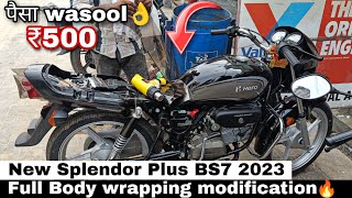 Hero Splendor Plus BS7 2023  Full wrapping and modification in low price [upl. by Auqenwahs]