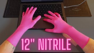 12quot Long Pink Halyard Nitrile Gloves  POV Video [upl. by Yednarb200]