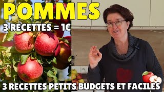 🍎 3 RECETTES AUX POMMES POUR 1 € PAR PERSONNE  Dessert ou gateau facile et économique 😋 [upl. by Gnaht882]