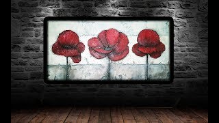 Making of Abstract Painting textured Poppies [upl. by Eiramac]