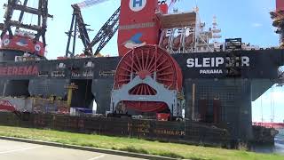 SLEIPNIR the largest crane vessel in the world in Rotterdam [upl. by Tullusus374]