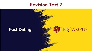 Revision test  7  Post dating [upl. by Collis]