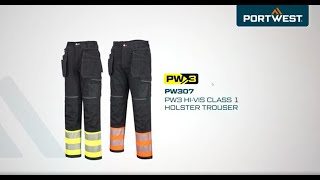 Portwest PW307  PW3 HiVis Class 1 Holster Trouser  EN [upl. by Airasor]