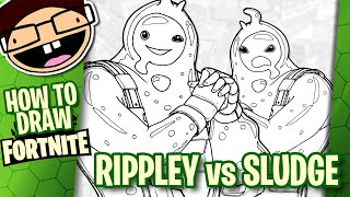 How to Draw RIPPLEY vs SLUDGE Fortnite Battle Royale  Narrated StepbyStep Tutorial [upl. by Aicina]