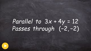 Write the equation of a parallel line using point slope form [upl. by Eneloc]