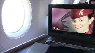 QATAR A350 BUSINESS CLASS REVIEW BOSTON to DOHA BOS to DOH [upl. by Elly]