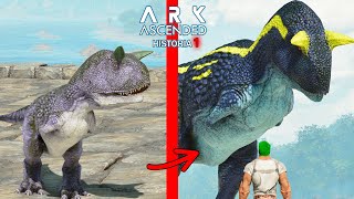 CARNOTAURUS SUPERMUTANTE DE DINO REY mi primer dinosaurio mejorado ARK Ascended Historia [upl. by Gerita]