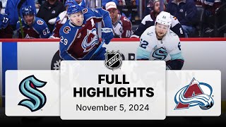 NHL Highlights  Kraken vs Avalanche  November 05 2024 [upl. by Tricia]