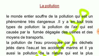 Productions écrite sur la pollution وضعيات ادماجية عن التلوث [upl. by Noraha]