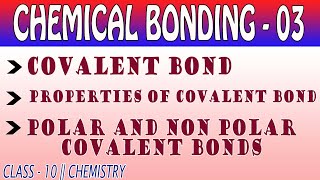 CHEMICAL BONDING 03  COVALENT BOND CLASS 10  CHEMISTRY [upl. by Adamsun]