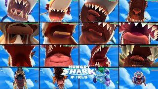 All Hungry Shark Entrances in Hungry Shark World  Hungry Shark World  dragonheartgaming123 [upl. by Amein]