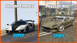 Gta 5 online Progen Emerus vs Vyser Neo Speed Test [upl. by Ttimme]