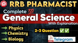 RRB Pharmacist 2024 Mock Test Of General Science Physics Chemistry Biology PYQ pharmacist [upl. by Hevak721]