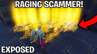 Raging Cheater Scams Himself Scammer Get Scammed Fortnite Save The World [upl. by Leiso]