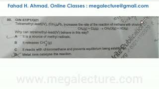 21  9701w07qp1  Free Radical Substitution TetraMethylLead IV Catalyst [upl. by Aseiram711]