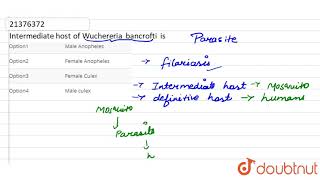 Intermediate host of Wuchereria bancrofti is [upl. by Akela]