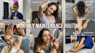 BEAUTY MAINTENANCE ROUTINE ✨ what I do at Home Face Brows Nails Hair  Body  Garima Verma [upl. by Llennoc]