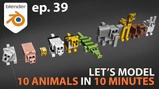 Lets Model 10 ANIMALS in 10 MINUTES  Blender 29  Ep 39 [upl. by Doowron]