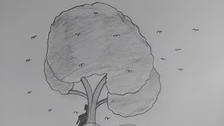 Simple Tree Drawing  drawing for kids  How to draw a banyan tree step by step  art [upl. by Omor]