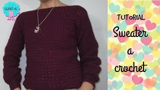 Tutorial Sweater saco a crochet muy fácil punto bloques [upl. by Akeemaj557]