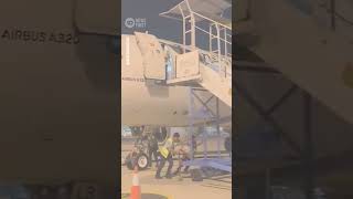 Airport Worker Falls From Plane at Airport in Indonesia  10 News First [upl. by Shantha]