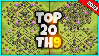 New BEST TH9 BASE WARTROPHY Base Link 2023 Top20 Clash of Clans  Town Hall 9 Farm Base [upl. by Blatman]