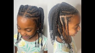 Cute Kids Natural Hairstyle  Braids with beads  Kids Hairstyles for type 3a3b3c4a4b4c hair [upl. by Ahtram]