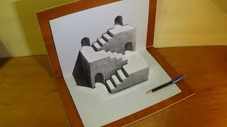 Trick Art 3D Drawing  How to Draw 3D Stairs Illusion on Paper [upl. by Chryste973]