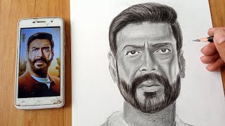 Ajay devgan drawing  shaitaan drawing  step by step shading tutorial [upl. by Velleman]