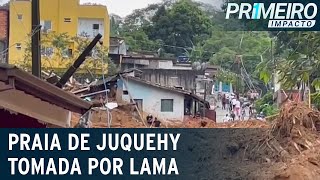 Praia de Juquehy em São Sebastião SP tem lama e desaparecidos  Primeiro Impacto 200223 [upl. by Stouffer]