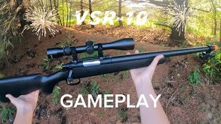 AIRSOFT VSR10 SNIPER RIFLE GAMEPLAY [upl. by Grew]