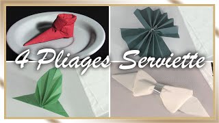 4 pliages de serviette pour Noel [upl. by Aitnic]