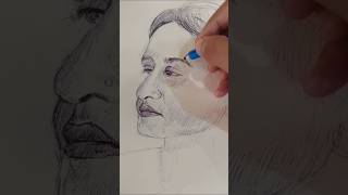 Quick portrait drawing art paperart penskech drawing [upl. by Adamek674]